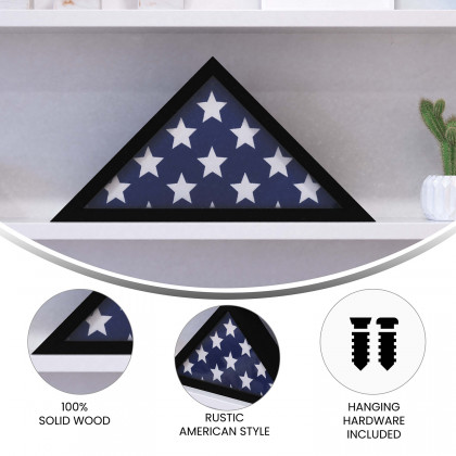 BLNK Sheehan Solid Wood Memorial Flag Display Case - Black