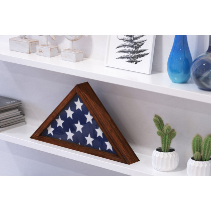 BLNK Sheehan Solid Wood Memorial Flag Display Case - Rustic Brown