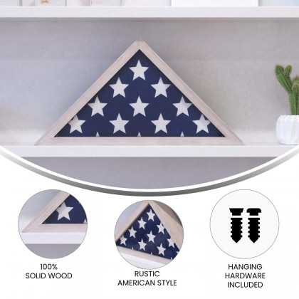 BLNK Sheehan Solid Wood Memorial Flag Display Case - Whitewashed