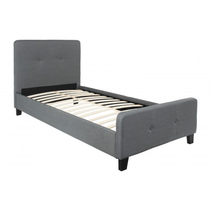 BLNK Tribeca Tufted Upholstered Platform Bed - Dark Gray, Twin Size