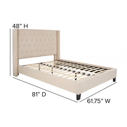 BLNK Riverdale Tufted Upholstered Platform Bed - Beige, Full Size