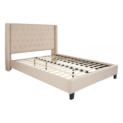 BLNK Riverdale Tufted Upholstered Platform Bed - Beige, Queen Size