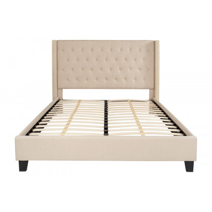 BLNK Riverdale Tufted Upholstered Platform Bed - Beige, Queen Size