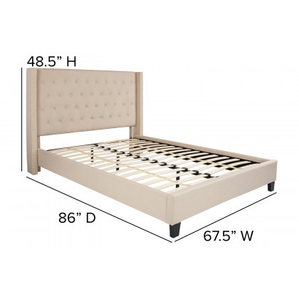 BLNK Riverdale Tufted Upholstered Platform Bed - Beige, Queen Size