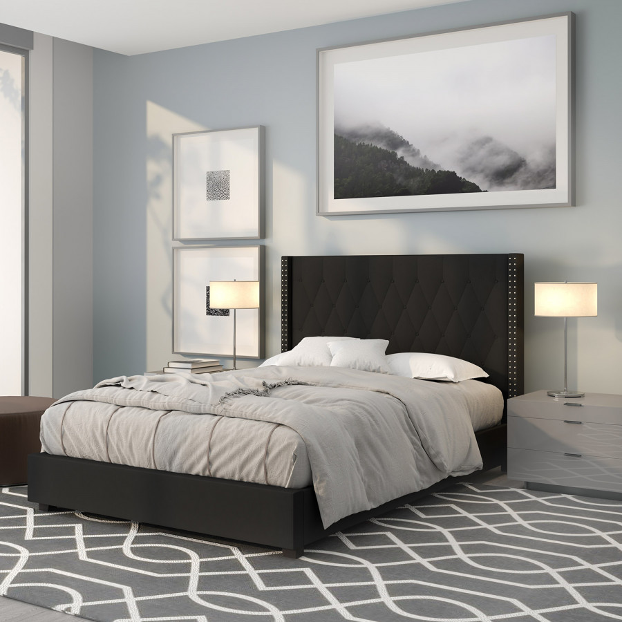 BLNK Riverdale Tufted Upholstered Platform Bed - Black, Full Size