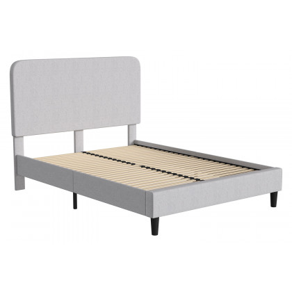 BLNK Addison Upholstered Platform Bed with Rounded Edges Headboard - Light Gray, Queen Size