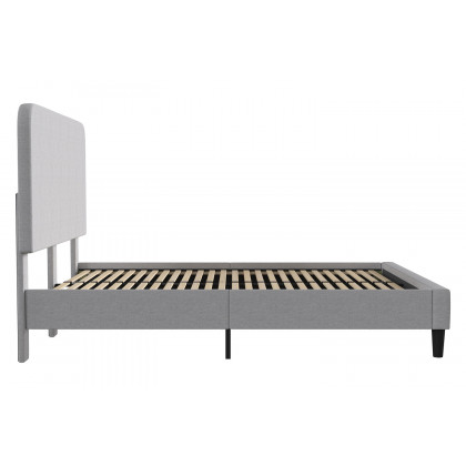 BLNK Addison Upholstered Platform Bed with Rounded Edges Headboard - Light Gray, Queen Size