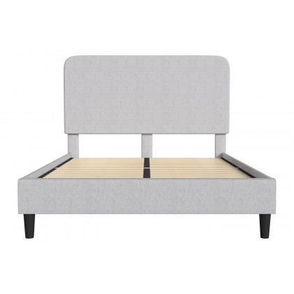 BLNK Addison Upholstered Platform Bed with Rounded Edges Headboard - Light Gray, Queen Size