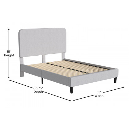 BLNK Addison Upholstered Platform Bed with Rounded Edges Headboard - Light Gray, Queen Size