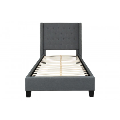 BLNK Riverdale Tufted Upholstered Platform Bed - Dark Gray, Twin Size