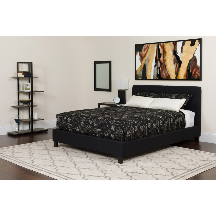 BLNK Tribeca Tufted Upholstered Platform Bed with Pocket Spring Mattress - Black, Full Size