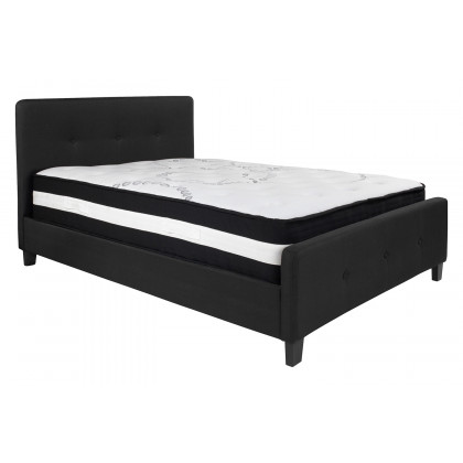 BLNK Tribeca Tufted Upholstered Platform Bed with Pocket Spring Mattress - Black, Full Size