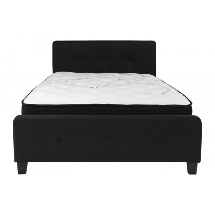 BLNK Tribeca Tufted Upholstered Platform Bed with Pocket Spring Mattress - Black, Full Size
