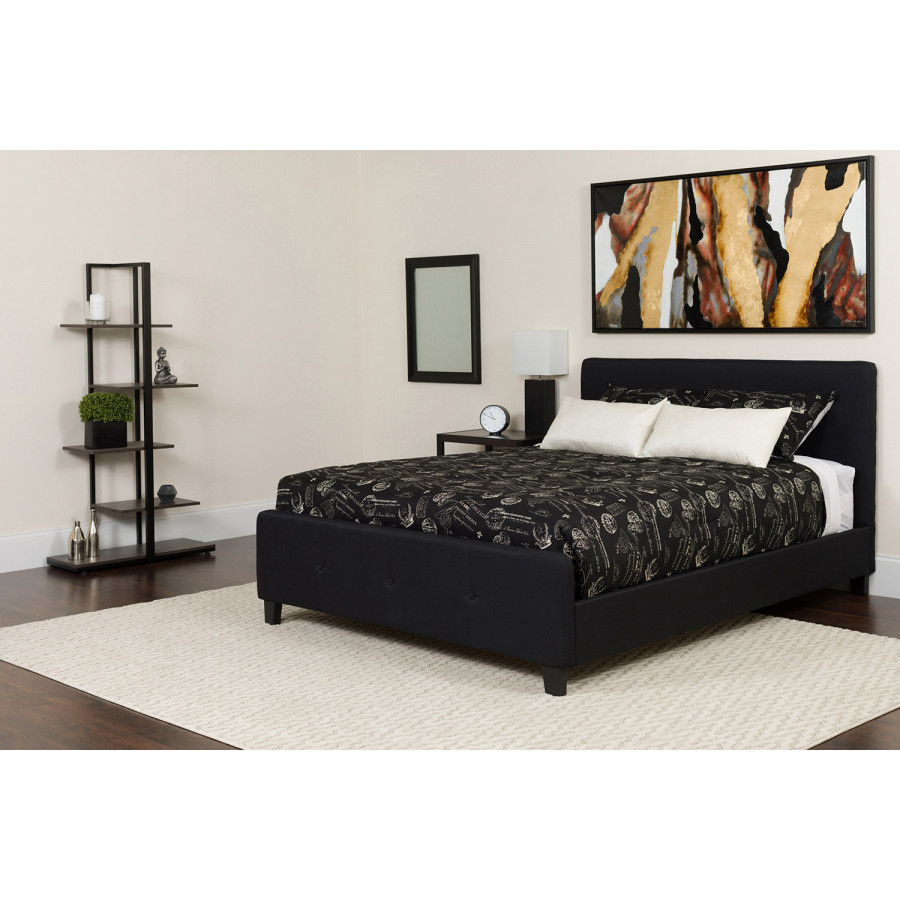 BLNK Tribeca Tufted Upholstered Platform Bed with Pocket Spring Mattress - Black, Queen Size
