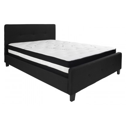 BLNK Tribeca Tufted Upholstered Platform Bed with Pocket Spring Mattress - Black, Queen Size