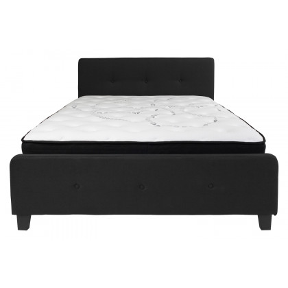 BLNK Tribeca Tufted Upholstered Platform Bed with Pocket Spring Mattress - Black, Queen Size