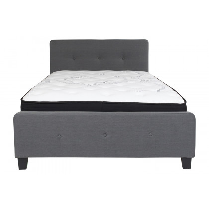 BLNK Tribeca Tufted Upholstered Platform Bed with Pocket Spring Mattress - Dark Gray, Full Size