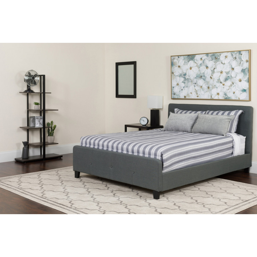 BLNK Tribeca Tufted Upholstered Platform Bed with Pocket Spring Mattress - Dark Gray, King Size