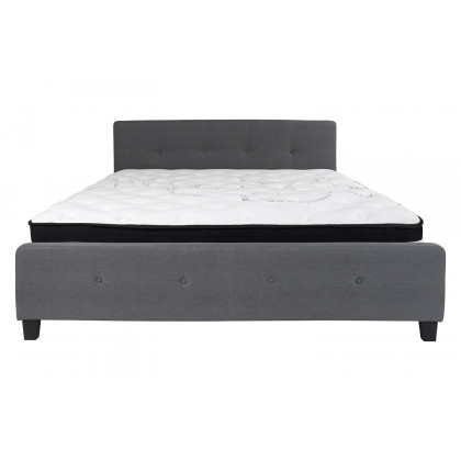 BLNK Tribeca Tufted Upholstered Platform Bed with Pocket Spring Mattress - Dark Gray, King Size
