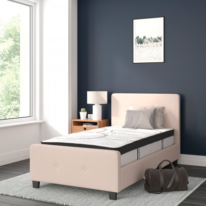 BLNK - Tribeca Tufted Upholstered Platform Bed with 10" CertiPUR-US Certified Pocket Spring Mattress