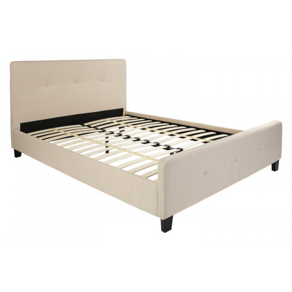 BLNK Tribeca Tufted Upholstered Platform Bed with 10" CertiPUR-US Certified Pocket Spring Mattress - Beige, Queen Size