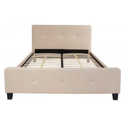 BLNK Tribeca Tufted Upholstered Platform Bed with 10" CertiPUR-US Certified Pocket Spring Mattress - Beige, Queen Size