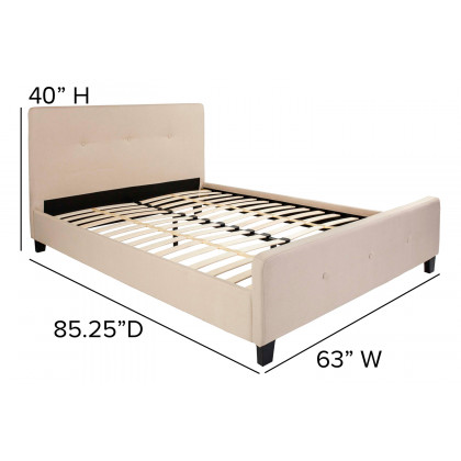 BLNK Tribeca Tufted Upholstered Platform Bed with 10" CertiPUR-US Certified Pocket Spring Mattress - Beige, Queen Size