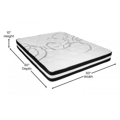 BLNK Tribeca Tufted Upholstered Platform Bed with 10" CertiPUR-US Certified Pocket Spring Mattress - Beige, Queen Size