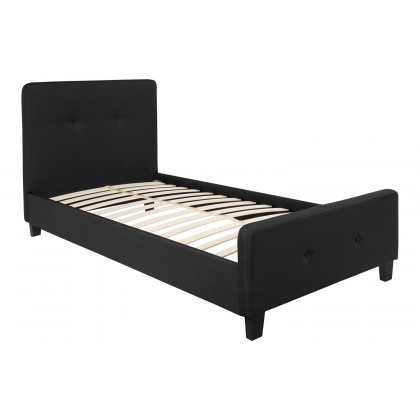 BLNK Tribeca Tufted Upholstered Platform Bed with 10" CertiPUR-US Certified Pocket Spring Mattress - Black, Twin Size