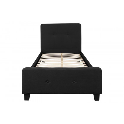 BLNK Tribeca Tufted Upholstered Platform Bed with 10" CertiPUR-US Certified Pocket Spring Mattress - Black, Twin Size
