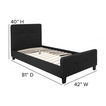 BLNK Tribeca Tufted Upholstered Platform Bed with 10" CertiPUR-US Certified Pocket Spring Mattress - Black, Twin Size