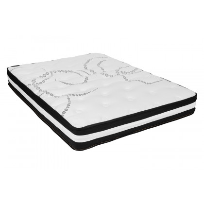 BLNK Tribeca Tufted Upholstered Platform Bed with 10" CertiPUR-US Certified Pocket Spring Mattress - Black, Full Size