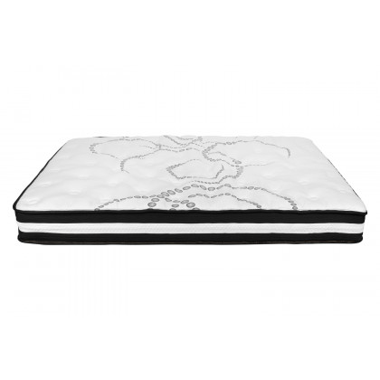 BLNK Tribeca Tufted Upholstered Platform Bed with 10" CertiPUR-US Certified Pocket Spring Mattress - Black, Queen Size