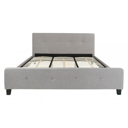 BLNK Tribeca Tufted Upholstered Platform Bed with 10" CertiPUR-US Certified Pocket Spring Mattress - Light Gray, King Size