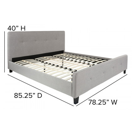 BLNK Tribeca Tufted Upholstered Platform Bed with 10" CertiPUR-US Certified Pocket Spring Mattress - Light Gray, King Size