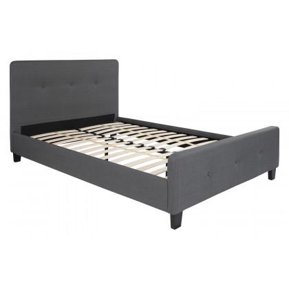 BLNK Tribeca Tufted Upholstered Platform Bed with 10" CertiPUR-US Certified Pocket Spring Mattress - Dark Gray, Full Size