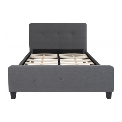 BLNK Tribeca Tufted Upholstered Platform Bed with 10" CertiPUR-US Certified Pocket Spring Mattress - Dark Gray, Full Size