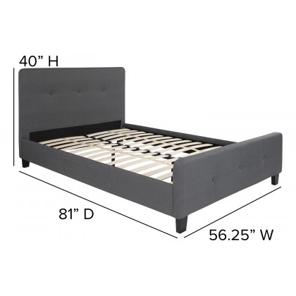 BLNK Tribeca Tufted Upholstered Platform Bed with 10" CertiPUR-US Certified Pocket Spring Mattress - Dark Gray, Full Size