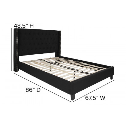 BLNK Riverdale Tufted Upholstered Platform Bed with 10" CertiPUR-US Certified Pocket Spring Mattress - Black, Queen Size