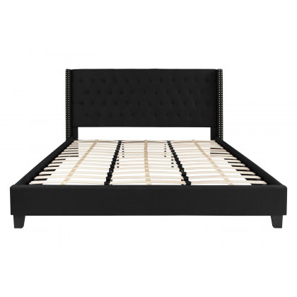 BLNK Riverdale Tufted Upholstered Platform Bed with 10" CertiPUR-US Certified Pocket Spring Mattress - Black, King Size