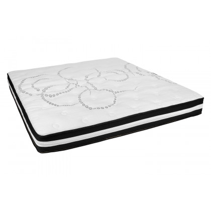 BLNK Riverdale Tufted Upholstered Platform Bed with 10" CertiPUR-US Certified Pocket Spring Mattress - Black, King Size