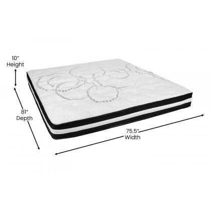 BLNK Riverdale Tufted Upholstered Platform Bed with 10" CertiPUR-US Certified Pocket Spring Mattress - Black, King Size