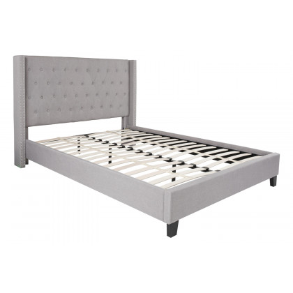 BLNK Riverdale Tufted Upholstered Platform Bed with 10" CertiPUR-US Certified Pocket Spring Mattress - Light Gray, Queen Size