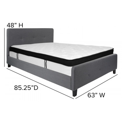 BLNK Tribeca Tufted Upholstered Platform Bed with Memory Foam Mattress - Dark Gray, Queen Size