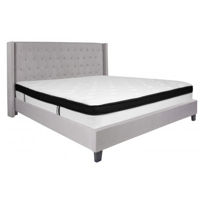 BLNK - Riverdale Tufted Upholstered Platform Bed with Memory Foam Mattress