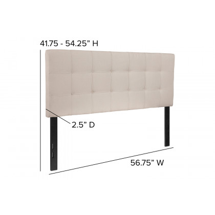 BLNK Bedford Fabric Tufted Upholstered Headboard - Beige, Full Size