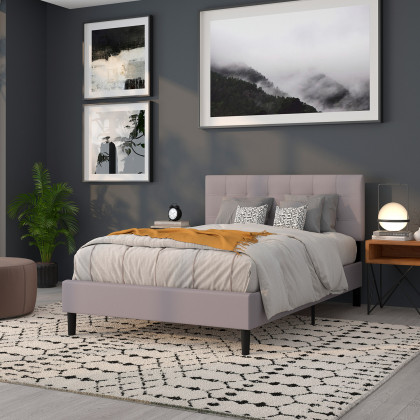 BLNK Bedford Fabric Tufted Upholstered Headboard - Light Gray, Full Size