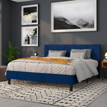 BLNK Bedford Fabric Tufted Upholstered Headboard - Navy, King Size