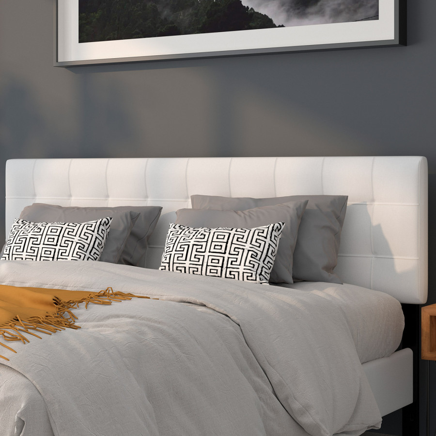 BLNK Bedford Fabric Tufted Upholstered Headboard - White, King Size
