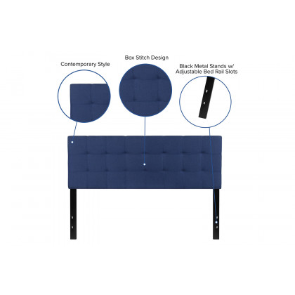BLNK Bedford Fabric Tufted Upholstered Headboard - Navy, Queen Size